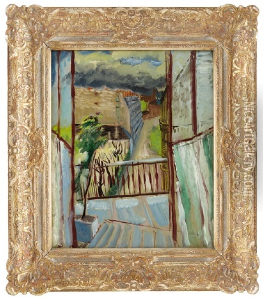 Utsikt Over Rue Joseph Barras Oil Painting - Sigrid (Maria) Hjerten