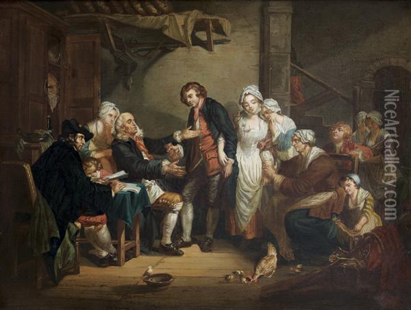 L'accordee Du Village Oil Painting - Jean Baptiste Greuze