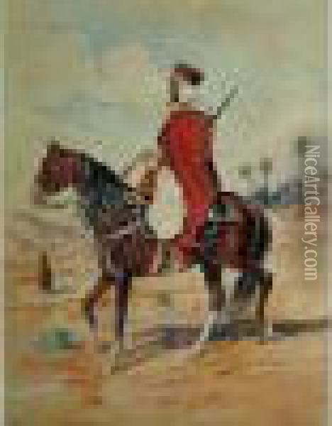 Cavalier Marocain Oil Painting - Matteo Brondy