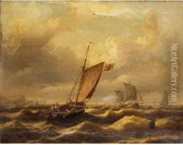 Shipping In Rough Seas Oil Painting - Eduard Schmidt