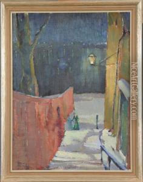 Motiv Fran Stockholm, Signerad Wald. Nystrom 54 Oil Painting - Waldemar Nystrom