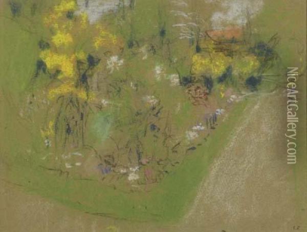 Jardin Du Clos Cezanne. Circa 1920 / 1925. Oil Painting - Jean-Edouard Vuillard