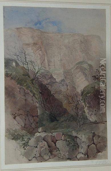 The Landslip, Isle Of Wight Oil Painting - James Duffield Harding