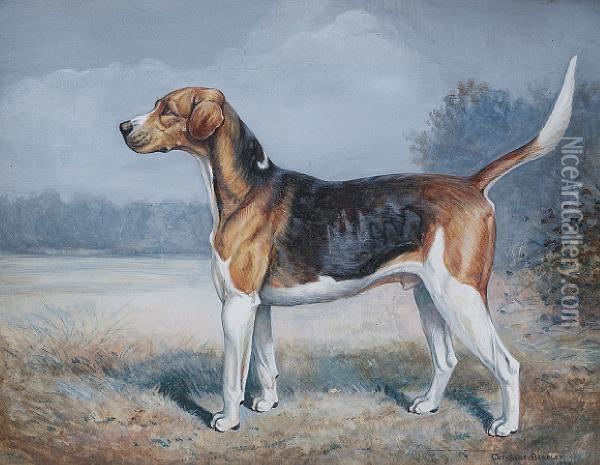 Vaulter - The Property Of The Duke Ofbeaufort, 1st Prize Stud Hound, Peterborough Oil Painting - Cuthbert Bradley