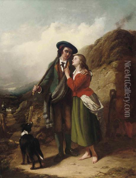 The Shepherd's Sweetheart Oil Painting - Thomas Brooks