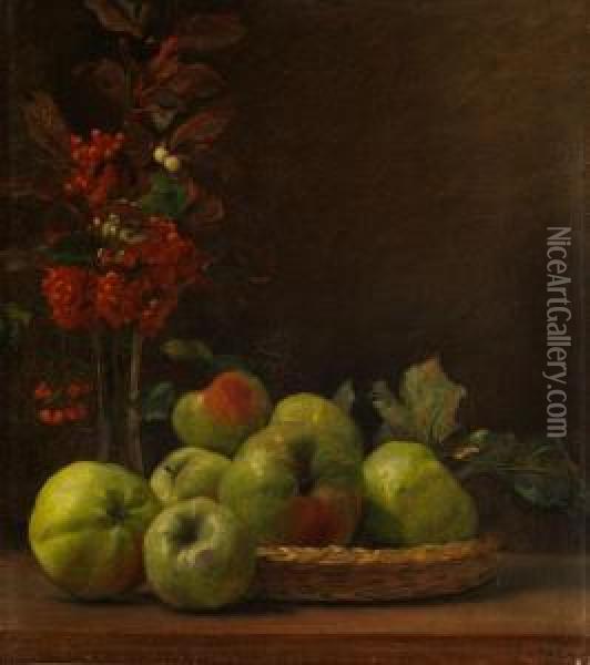 Apfelstilleben Oil Painting - Franz Von Matsch