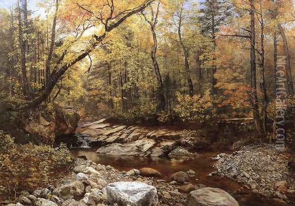 Brook in Autumn, Keene Valley, Adirondacks Oil Painting - John Lee Fitch