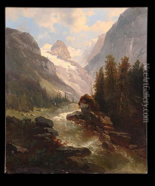 Dziki Strumien W Dachsteinie Oil Painting - Josef Thoma