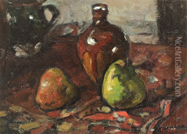 Still Life With Fruits And Jug Oil Painting - Gheorghe Petrascu