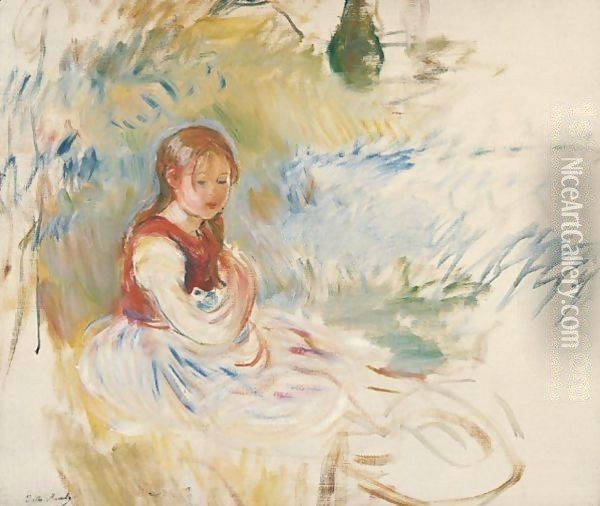 Petite Fille Assise Dans L'Herbe Oil Painting - Berthe Morisot