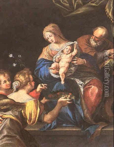 Sainte Famille Aux Anges Oil Painting - Hans Von Aachen