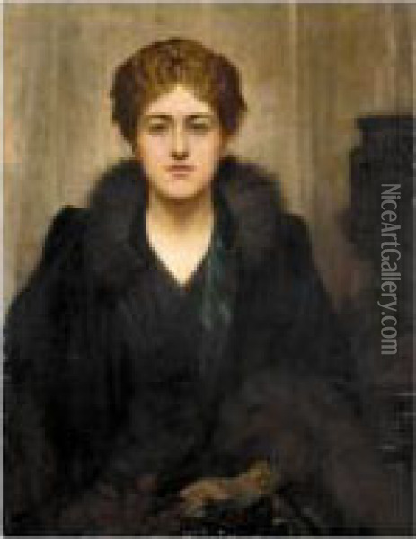 Portrait Of Julia Margaret, Daughter Of J. Christopher Wilson Oil Painting - Herbert Gustave Schmalz