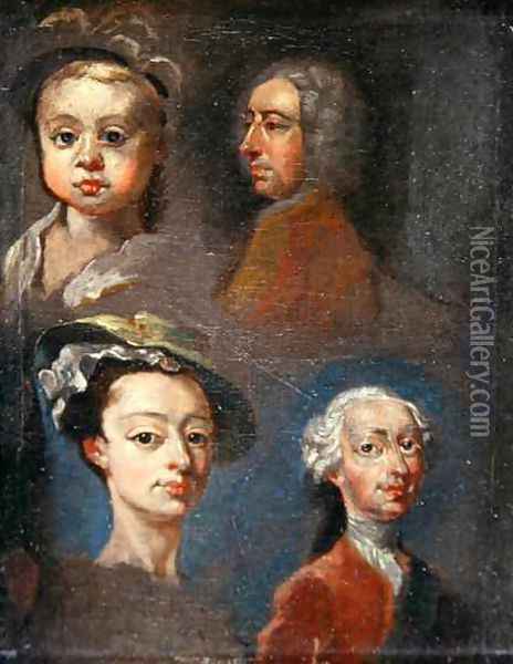 Study of Heads Oil Painting - William Hogarth