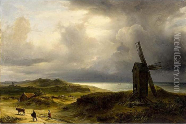 A View Of Mariakerke Oil Painting - Theodore Gudin