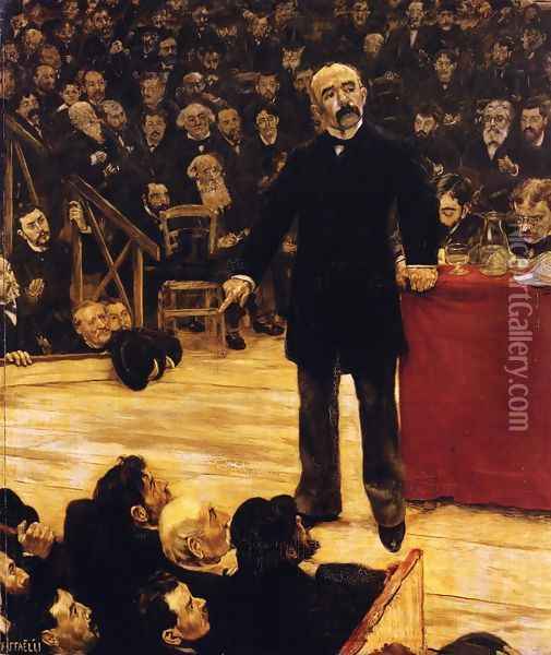 Georges Clemenceau Giving A Speech At The Cirque Fernando Oil Painting - Jean-Francois Raffaelli