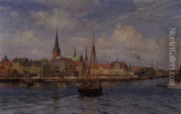 Parti Fra Helsingor Havn Oil Painting - Vilhelm Karl Ferdinand Arnesen