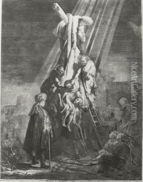 The Descent From The Cross: Second Plate Oil Painting - Rembrandt Van Rijn