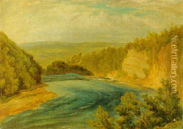 Below The Rapids, Hudson Oil Painting - John Henry Hill