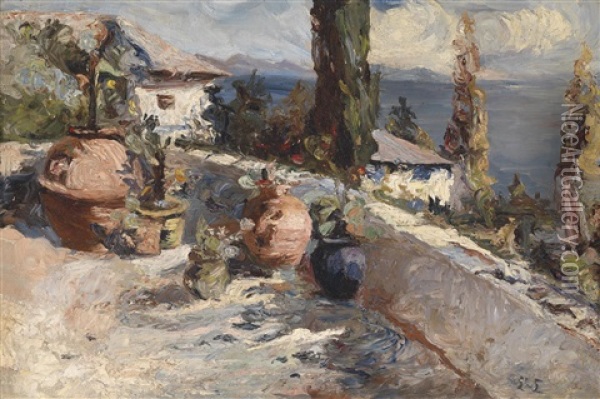 Sommerliche Kustenlandschaft, Wohl Bei Abbazia Oil Painting - Leontine (Lea) von Littrow