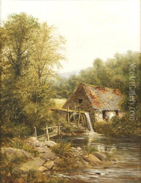 A Pandy Mill, Dolgally, North Wales Oil Painting - J.G. Atkinson