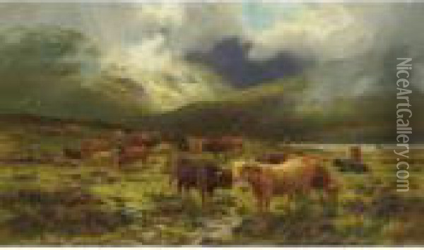 A Highland Drove Oil Painting - Louis Bosworth Hurt