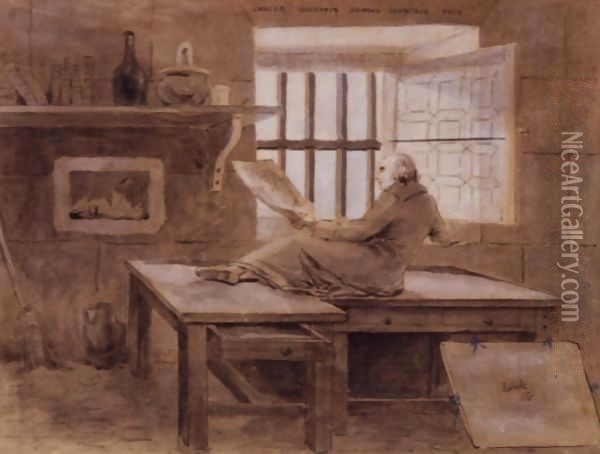 Hubert Robert In His Cell In The Prison Of St. Lazare Oil Painting - Hubert Robert