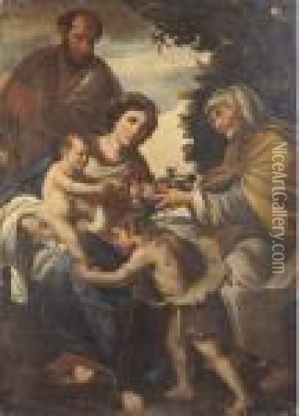 Sacra Famiglia Con San Giovannino E Sant'anna Oil Painting - Filippo Vitale