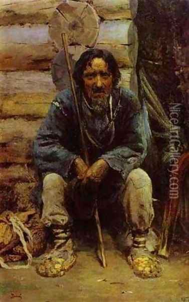 Portrait Of The Narrator Of The Folk Tales Nikita Bogdanov 1876 Oil Painting - Vasily Polenov