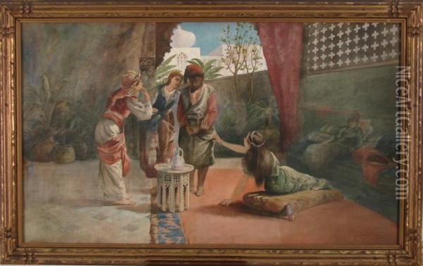 Indian Interior Scene Oil Painting - Seth C. Jones