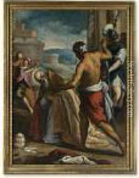 The Martyrdom Of Pope Sixtus Oil Painting - Acopo D'Antonio Negretti (see Palma Giovane)