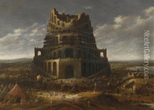The Tower Of Babel Oil Painting - Jan Christiansz Micker