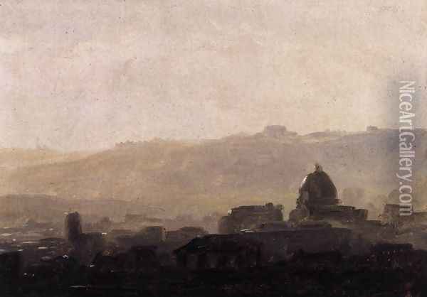 View of Rome in the Morning 1782-84 Oil Painting - Pierre-Henri de Valenciennes
