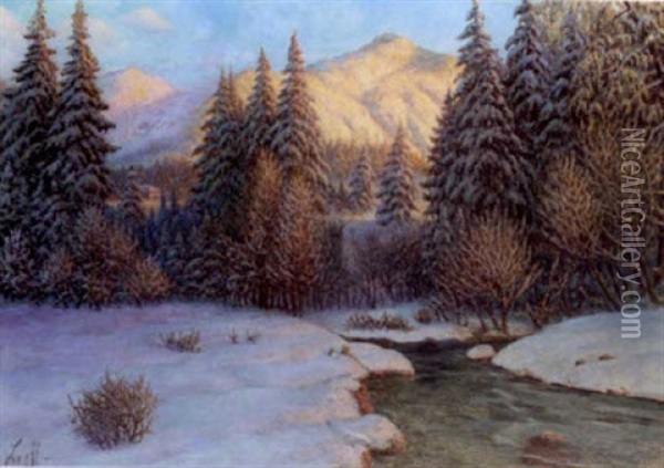 Winter Landscape Oil Painting - Petr Ivanovich Lvov