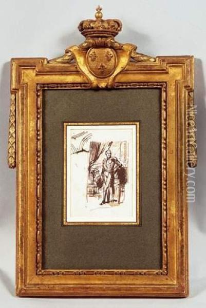 Portrait De Charles X En Pied, Esquisse Pour Un Tableau Conserve A Versailles Oil Painting - Antoine-Jean Gros
