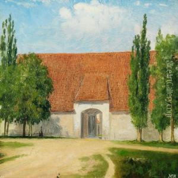 A Stable, Presumably At Gjorslev Manor Oil Painting - Martinus Rorbye