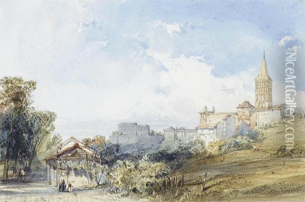 Angouleme Cathedral From The South-east, France Oil Painting - William Callow
