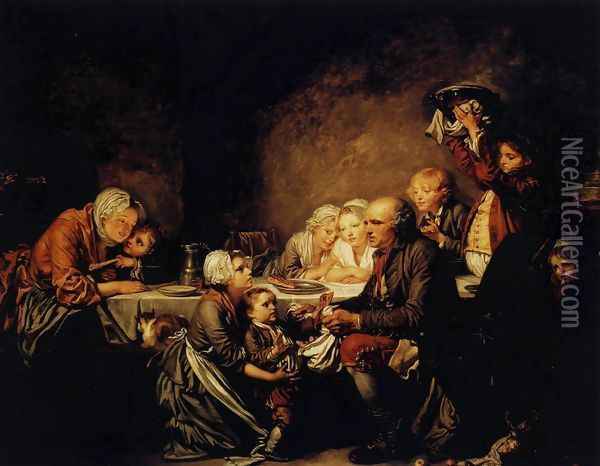 Epiphany (Le gateau des rois) 1774 Oil Painting - Jean Baptiste Greuze