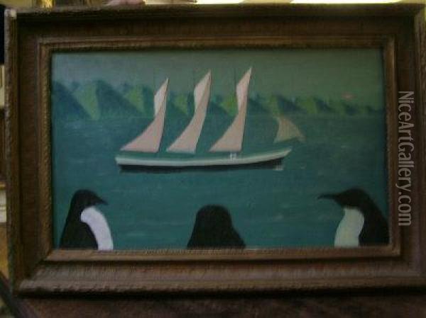 Penguins. Oil Painting - David Beck