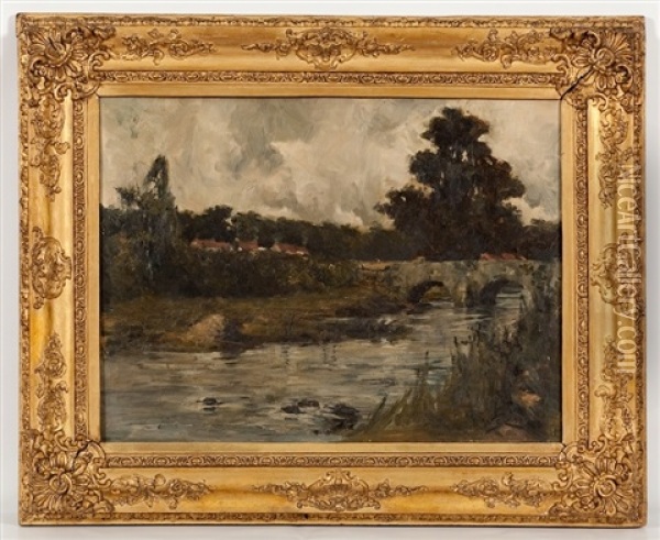 The Old Stone Bridge Oil Painting - William Small