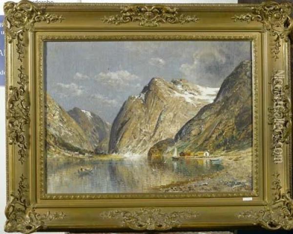 Fjordlandschaft. Oil Painting - Johann Holmstedt