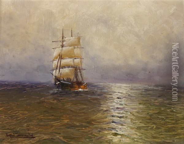 Bark Auf See Oil Painting - Alfred Serenius Jensen