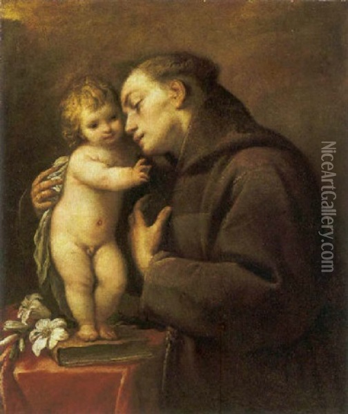 Sant'antonio Da Padova E Il Bambin Gesu Oil Painting - Carlo Francesco Nuvolone