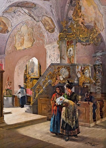 Die Taufe Oil Painting - Johann Hamza