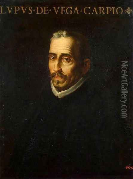 Portrait of Felix Lope de Vega Oil Painting - Luis Tristan De Escamilla