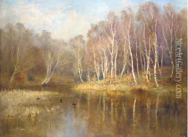 The mirror of the woods Oil Painting - James Herbert Snell