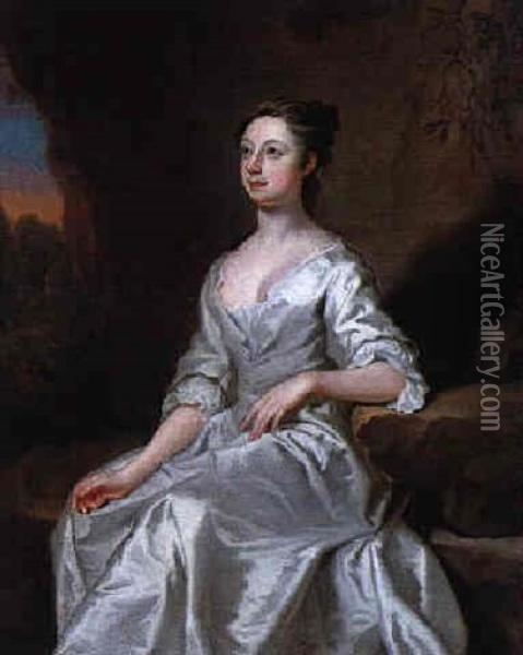 Portrait Of A Lady (elizabeth Warren Elliot?) Oil Painting - Joseph Highmore