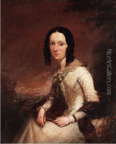 Portrait Of Sarah Brignold, Wife Of The Founder Of The Norwich Union Oil Painting - George Clint