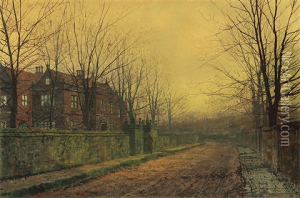 Knostrop Old Hall, Yorkshire Oil Painting - John Atkinson Grimshaw