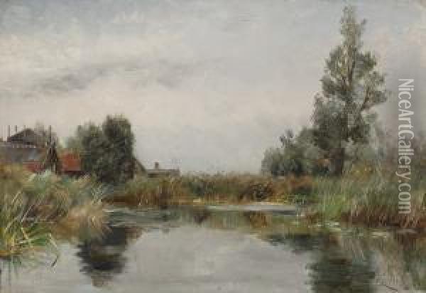 View Of A Lake Oil Painting - Willem Roelofs