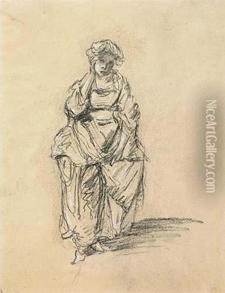 Study Of A Standing Woman Oil Painting - Jean Baptiste Greuze